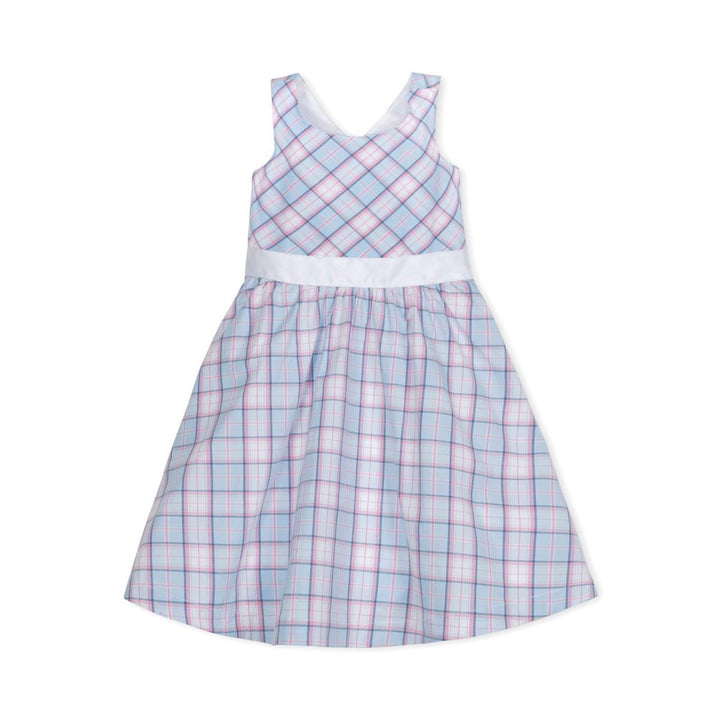 Baby Organic Cross Back Party Dress - English Blue Plaid