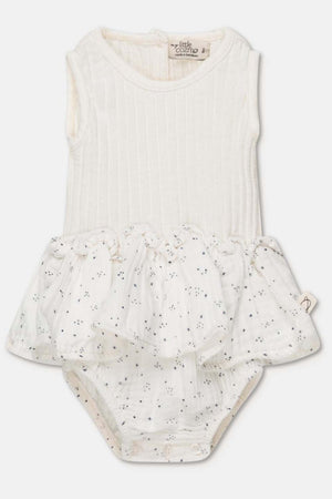 Gauze star-print baby skirt romper - Ivory