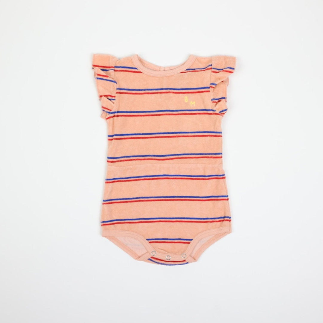 Playsuit Frill Bistripe - Dusty Pink One Pieces BonMot 