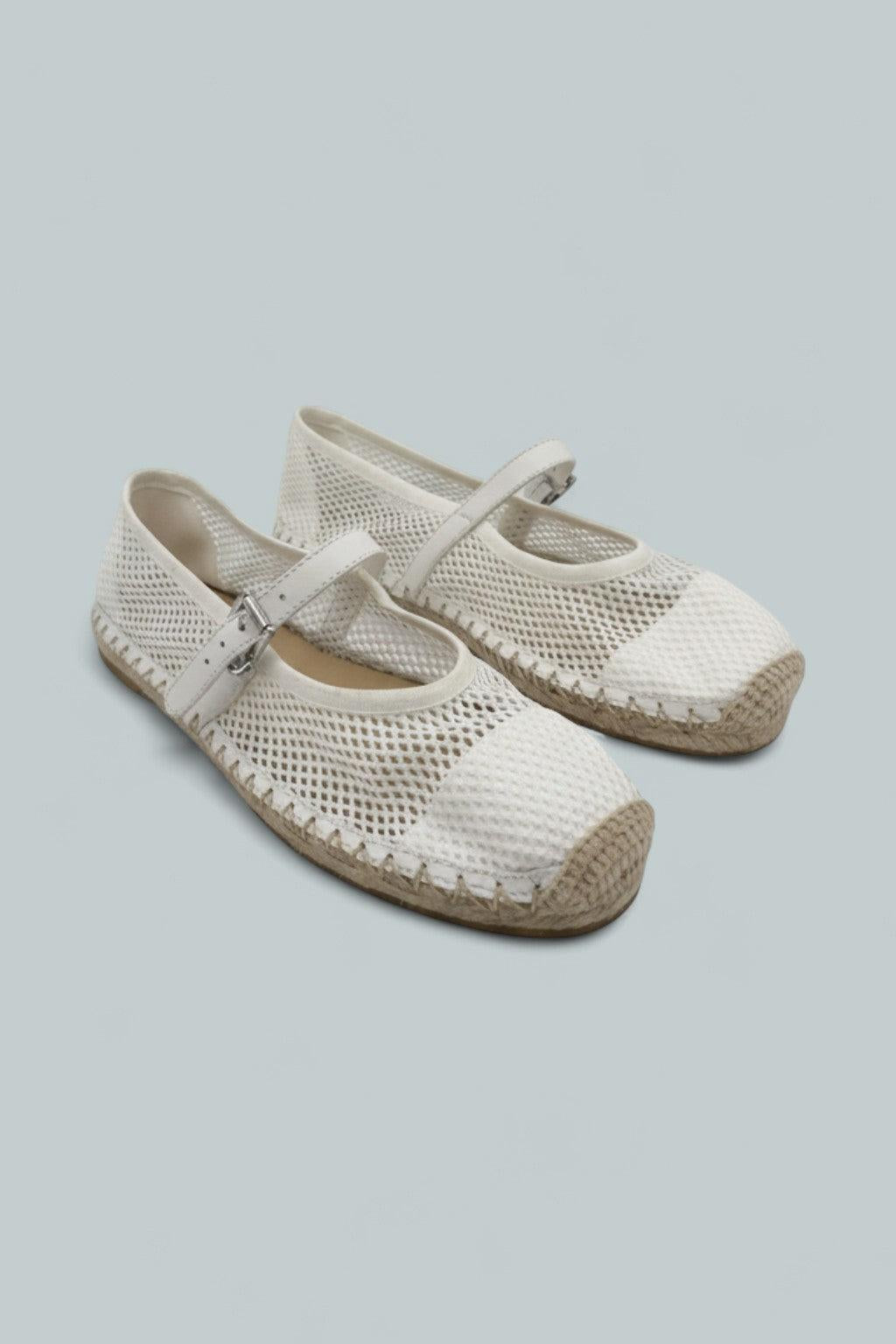 Lynn Mesh Ballet Espadrille - Optic White
