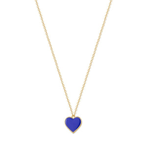 Single Hearted Girl Blue Heart Pendant Necklace Magnetic Clasp