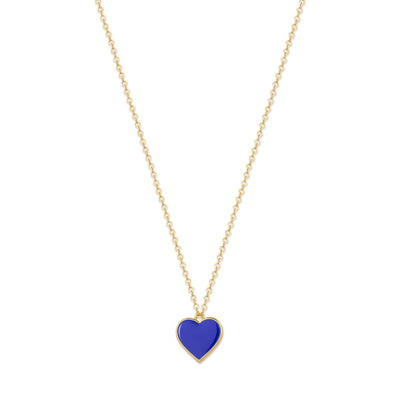 Single Hearted Girl Blue Heart Pendant Necklace Magnetic Clasp