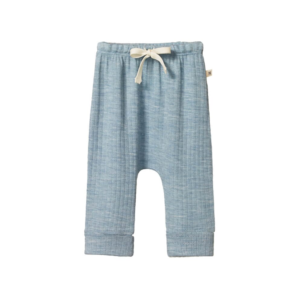 Pointelle Drawstring Pants - Aqua Marl Pants Nature Baby 