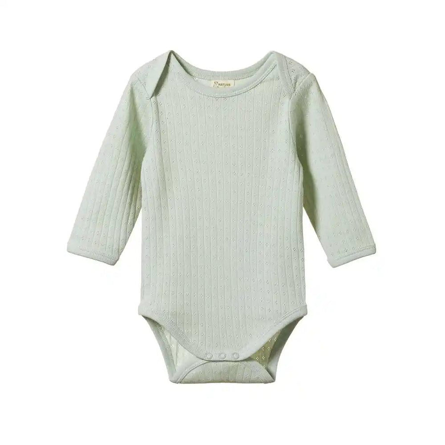 Pointelle Long Sleeve Bodysuit - Dew Bodysuits + Onesies Nature Baby 