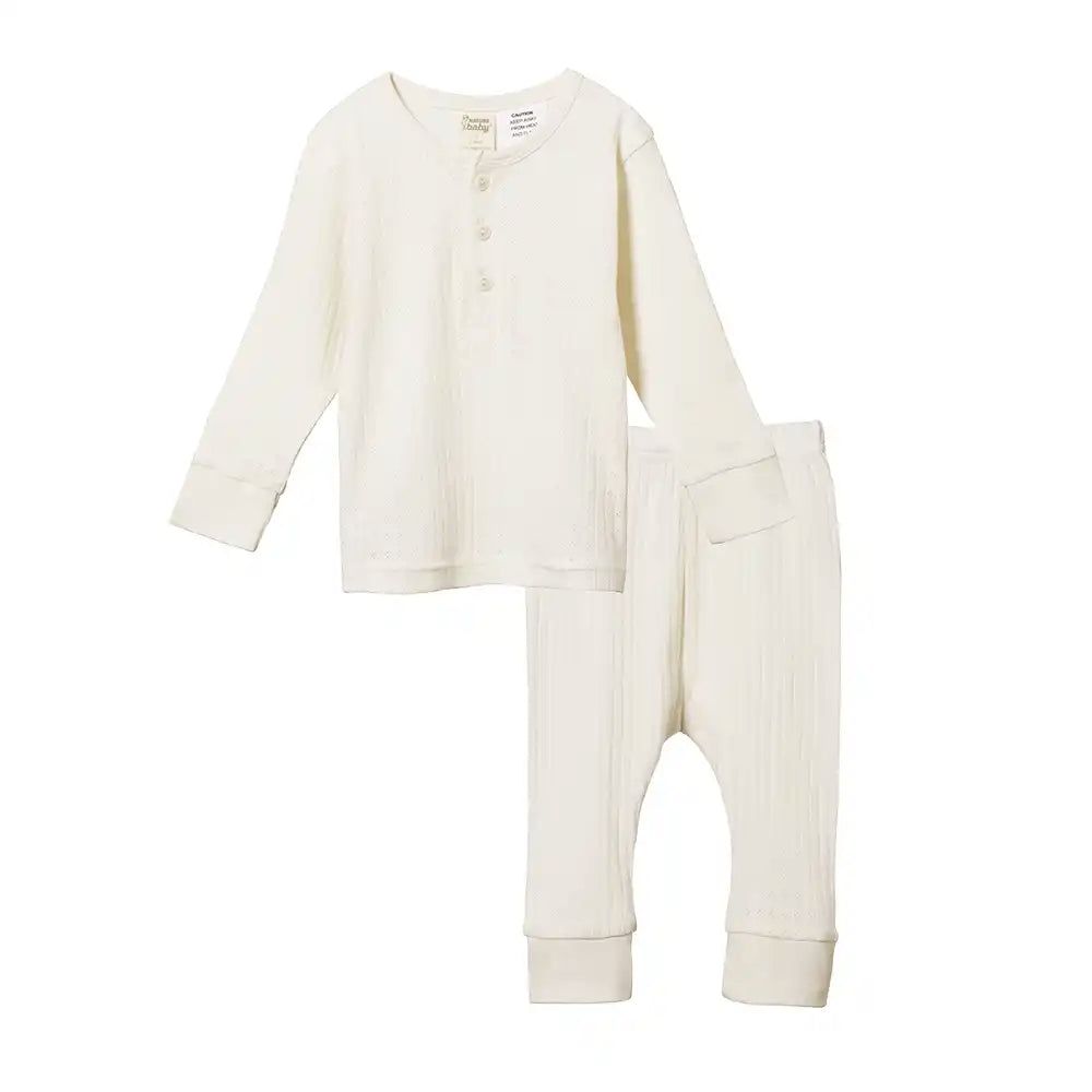 Pointelle Long Sleeve Pajama Set Sleepwear Nature Baby 