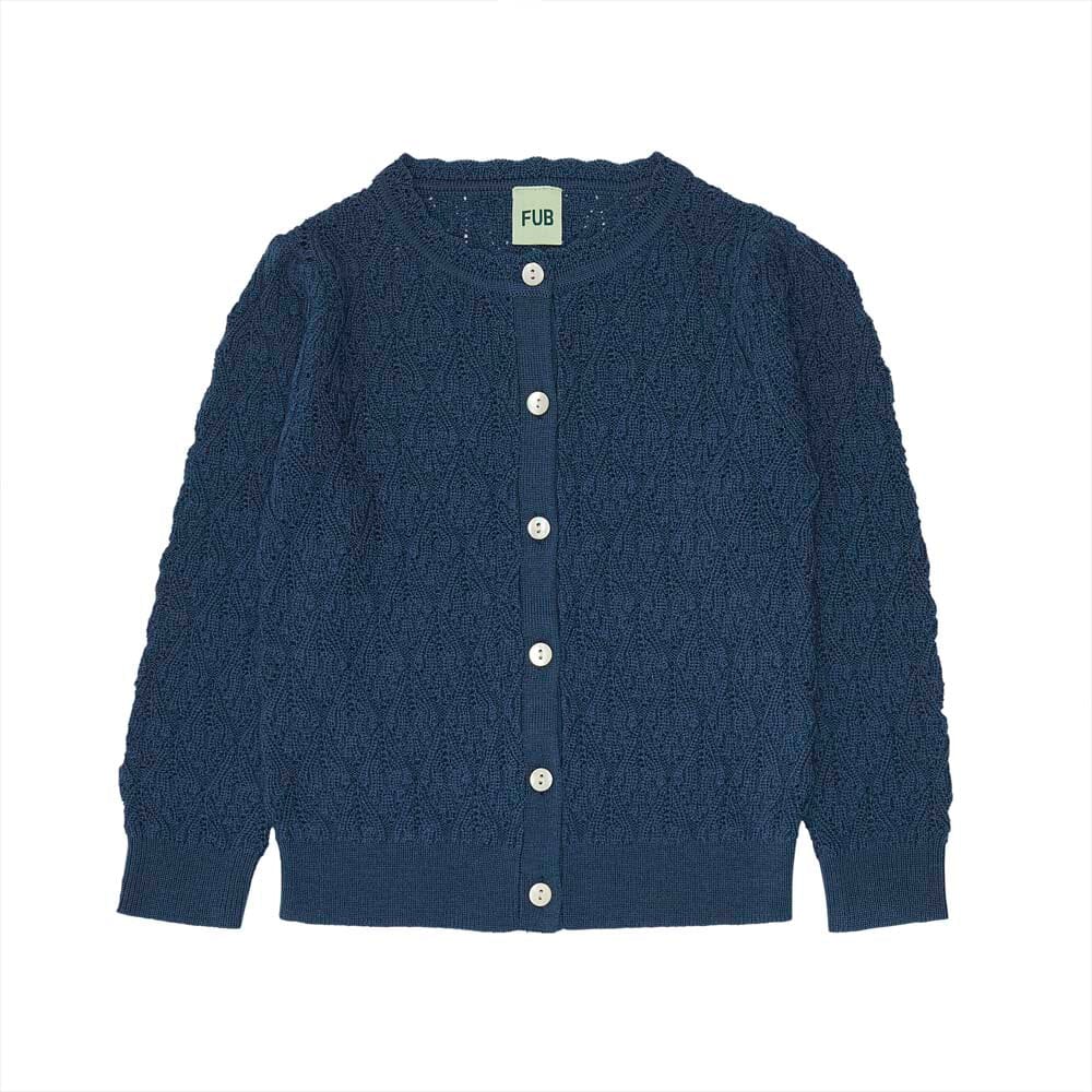 Pointelle & Lace Cardigan - Indigo