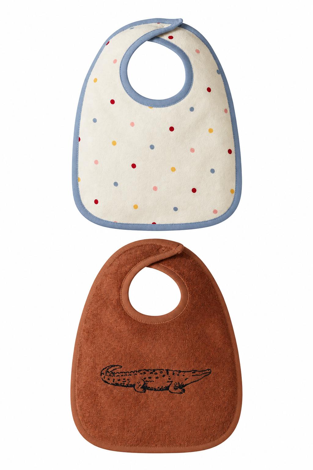 Nature Baby Reversible Bib 2-Pack - Polka Dot + Crocodile