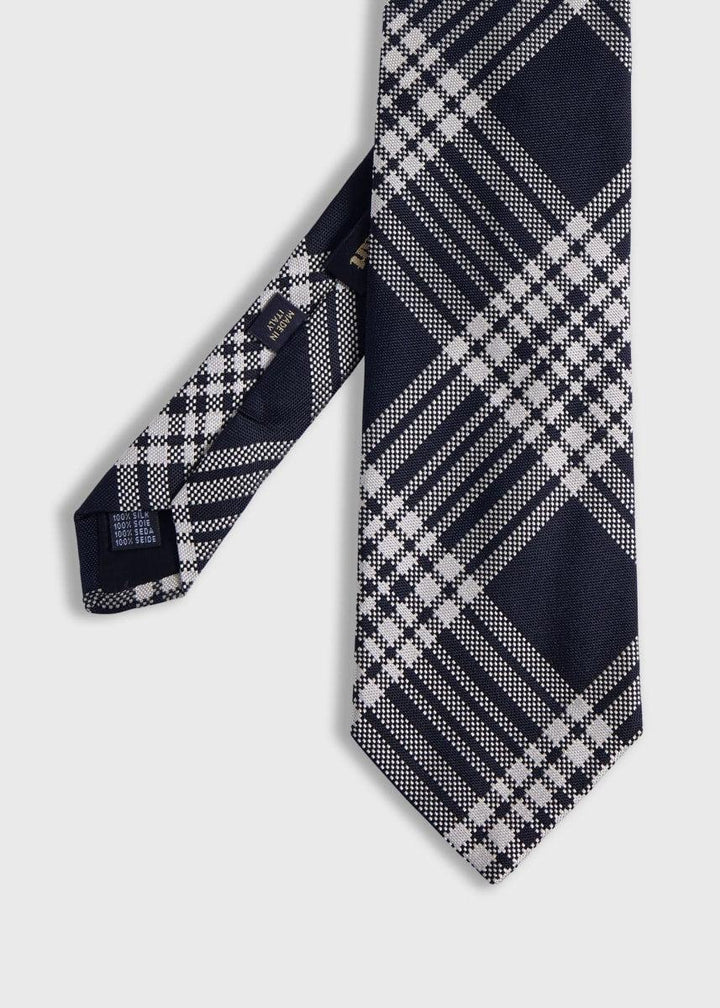 Woven Silk Plaid Tie - Black