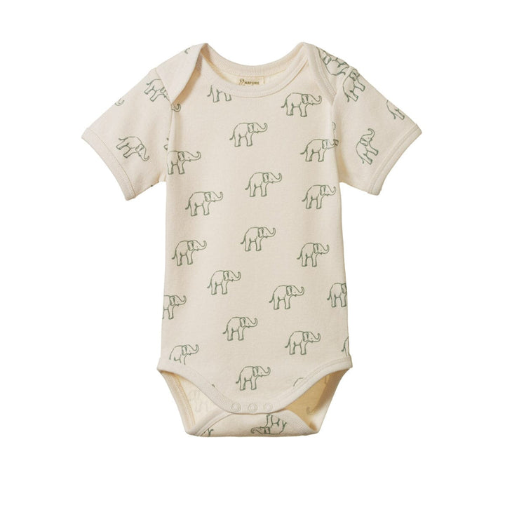 Short Sleeve Bodysuit - Elephant Print Bodysuits Nature Baby 