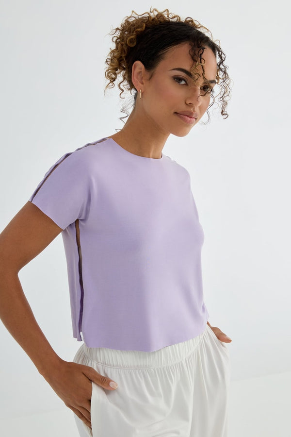 The Infinity Tee: Crop Flow Cupro - Lavender