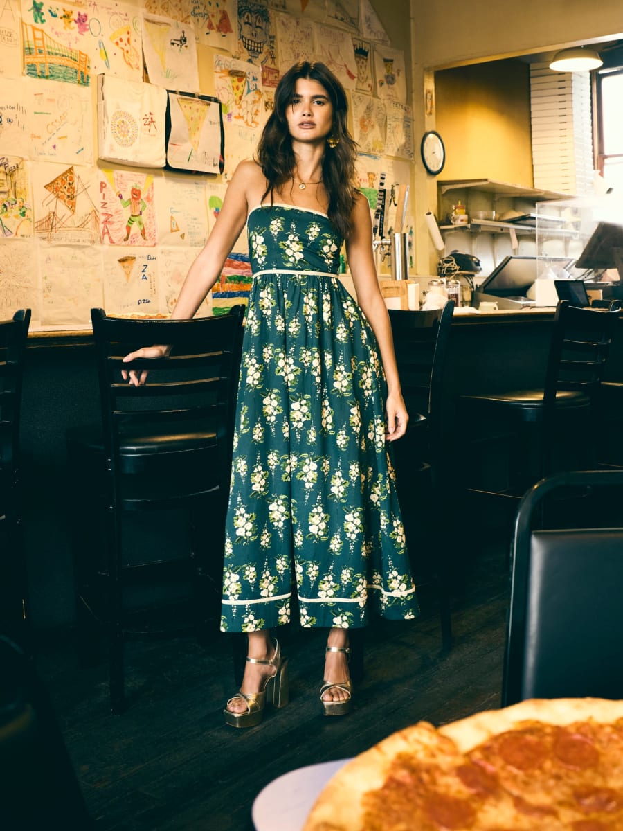 Mimi Dress x McKenzie DePinto - Deep Green With Cream Larsen Floral