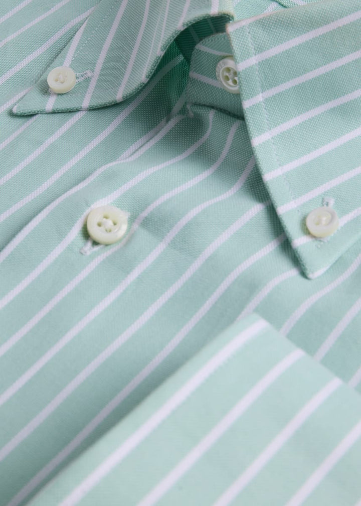 Wide Striped Oxford Logo Sport Shirt - Mint