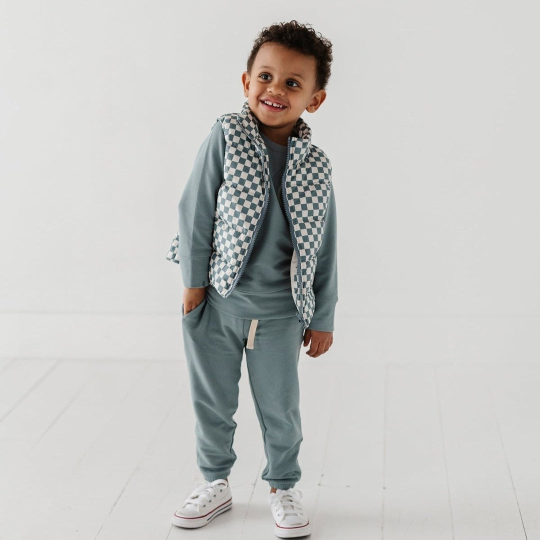 Puffer Vest - Checkered Storm