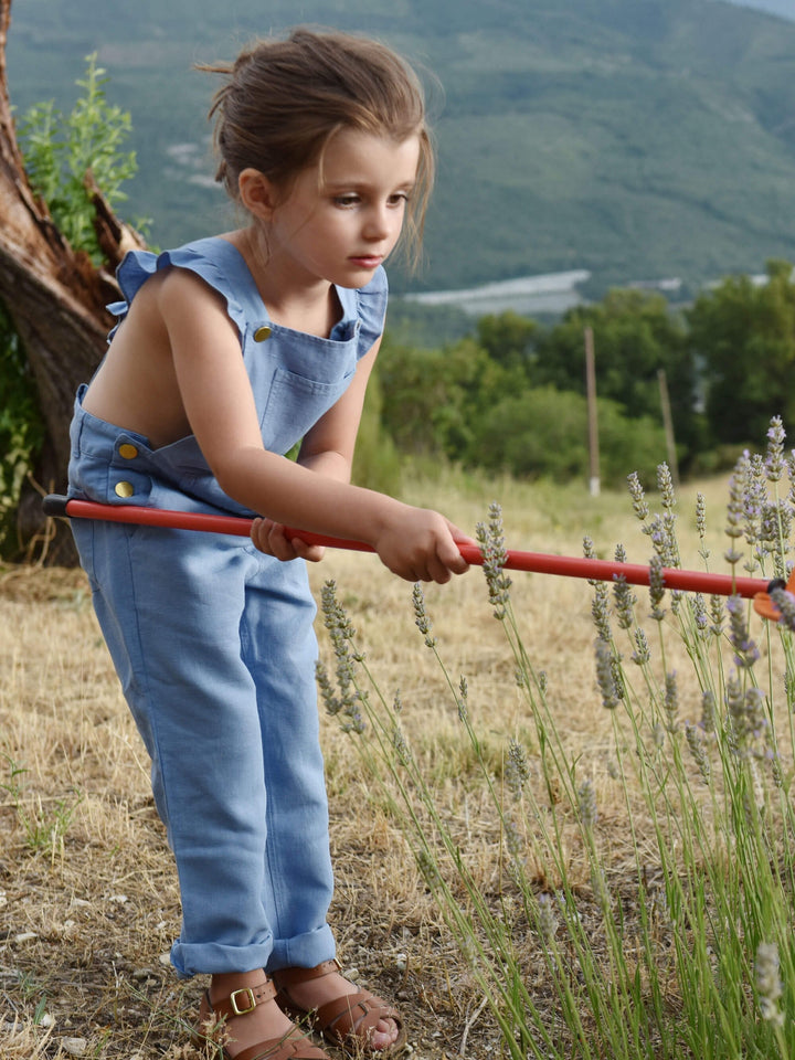 Georgette Linen Overall - Thistle Blue