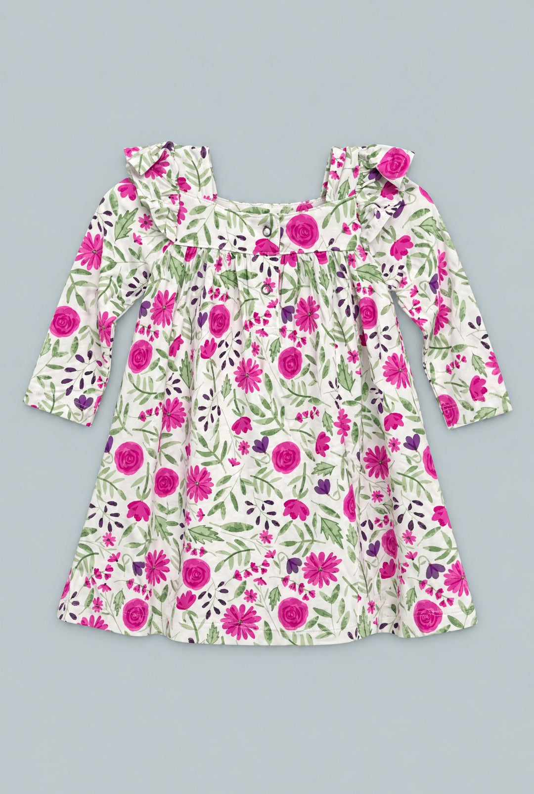 Sweet Purple Flowers Ruffle Dress With Bloomer - Lainey