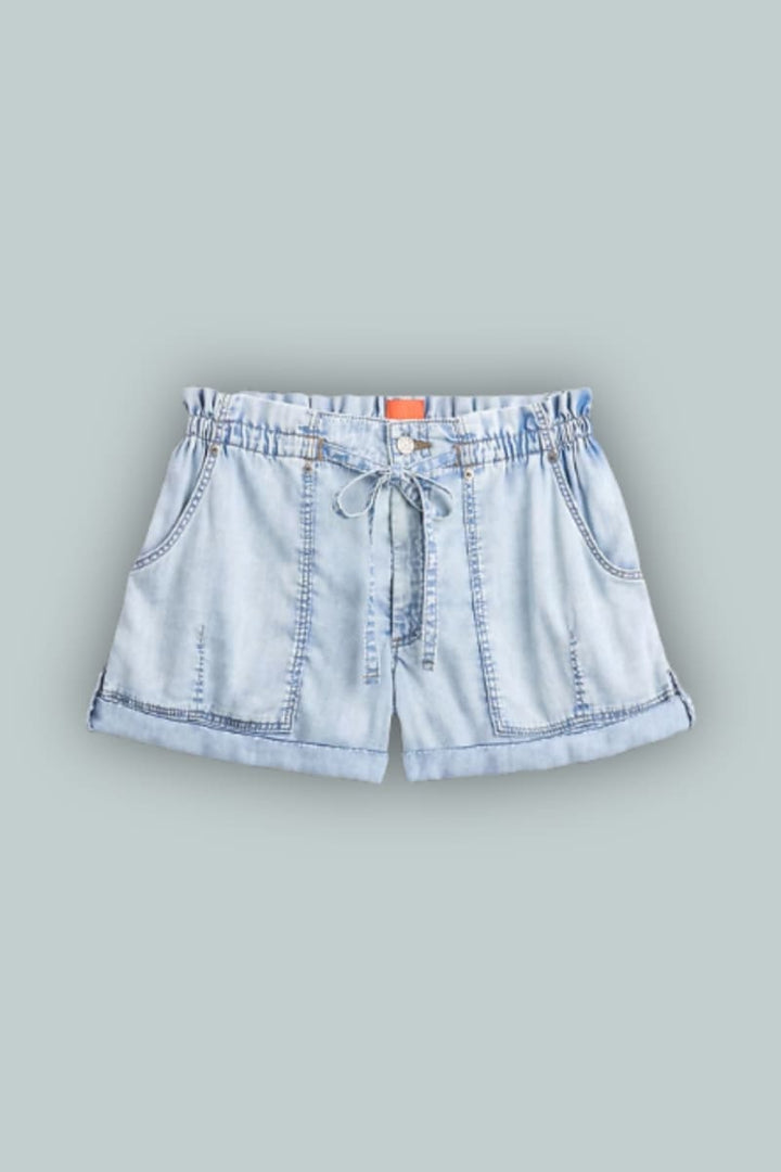 GapStudio High Rise Draped Denim Easy Shorts - Light Indigo