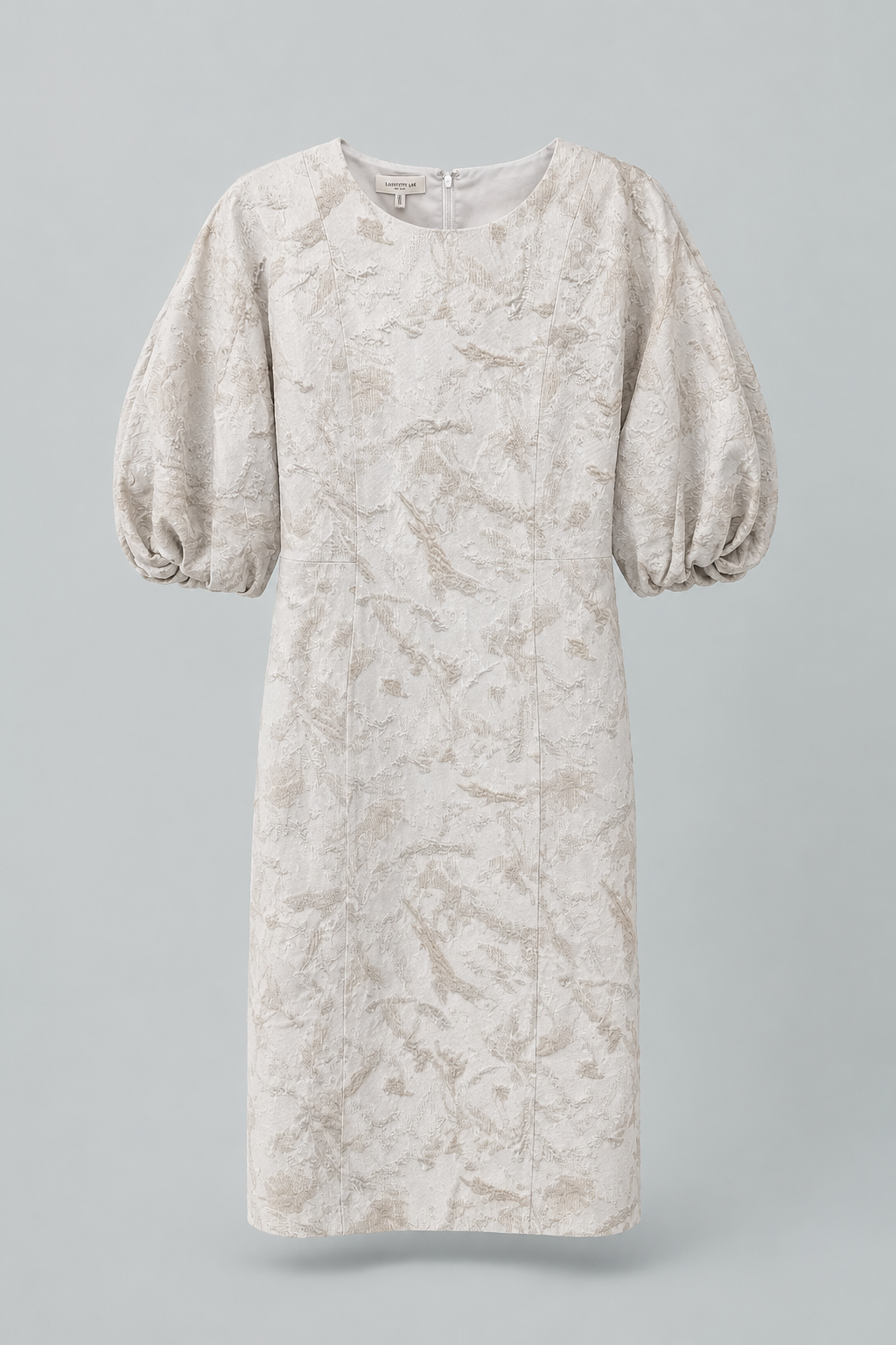 Speckled Glaze Jacquard Balloon Sleeve Dress - Pearl Multi