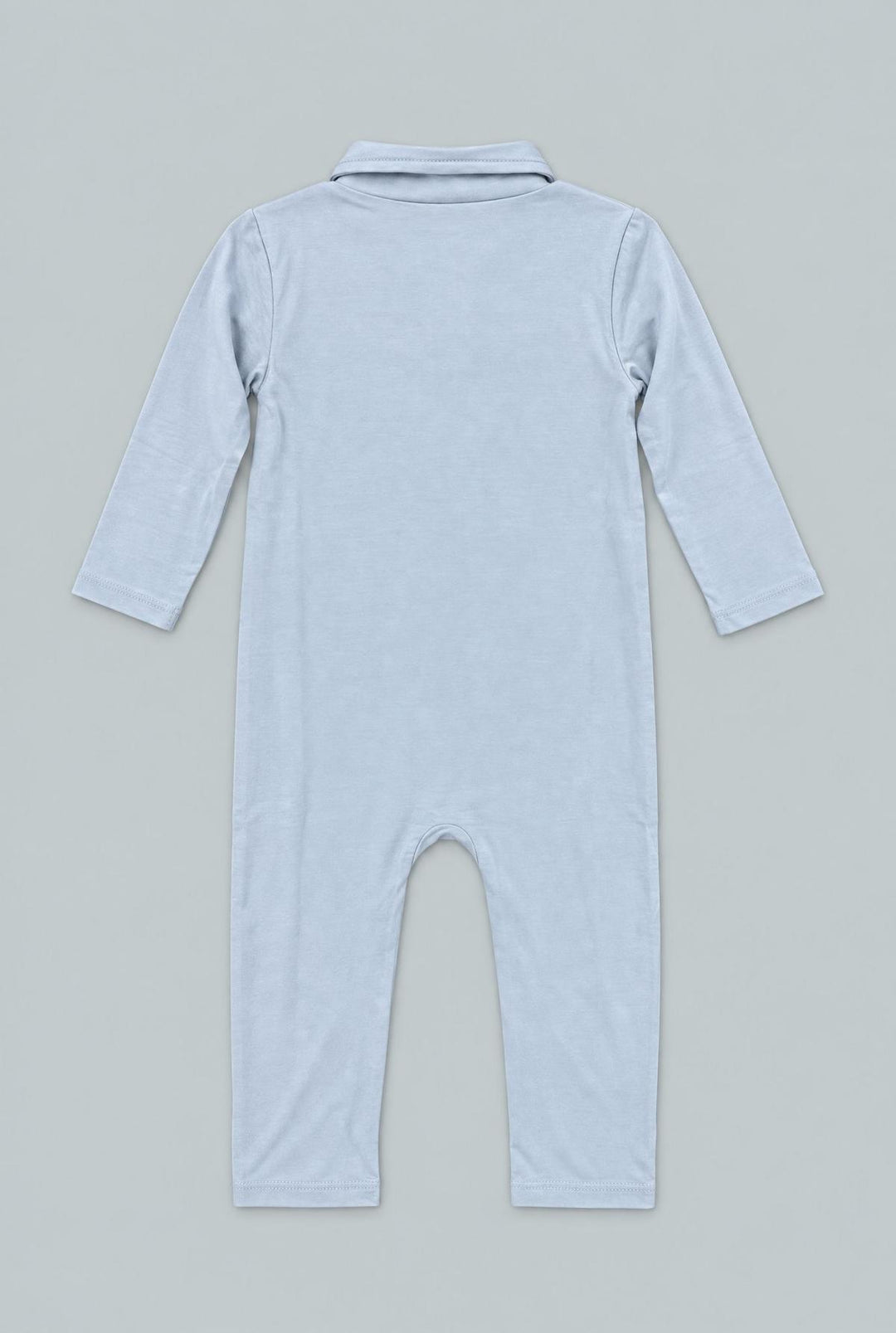 Long Sleeve Polo Romper - Dontes Blue