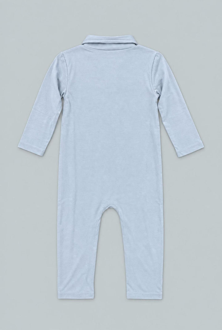 Long Sleeve Polo Romper - Dontes Blue