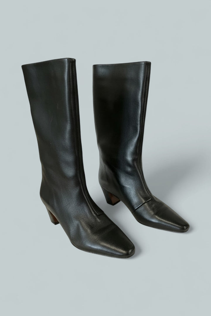 Women's Pointed Mid Shaft Boots - Black