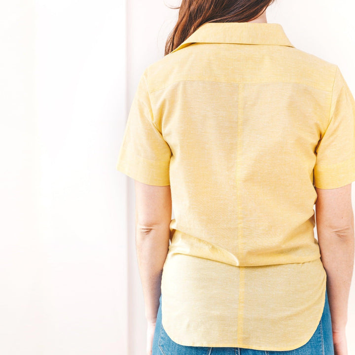 The Cotton/Silk Tayler Button Up - Chartreuse