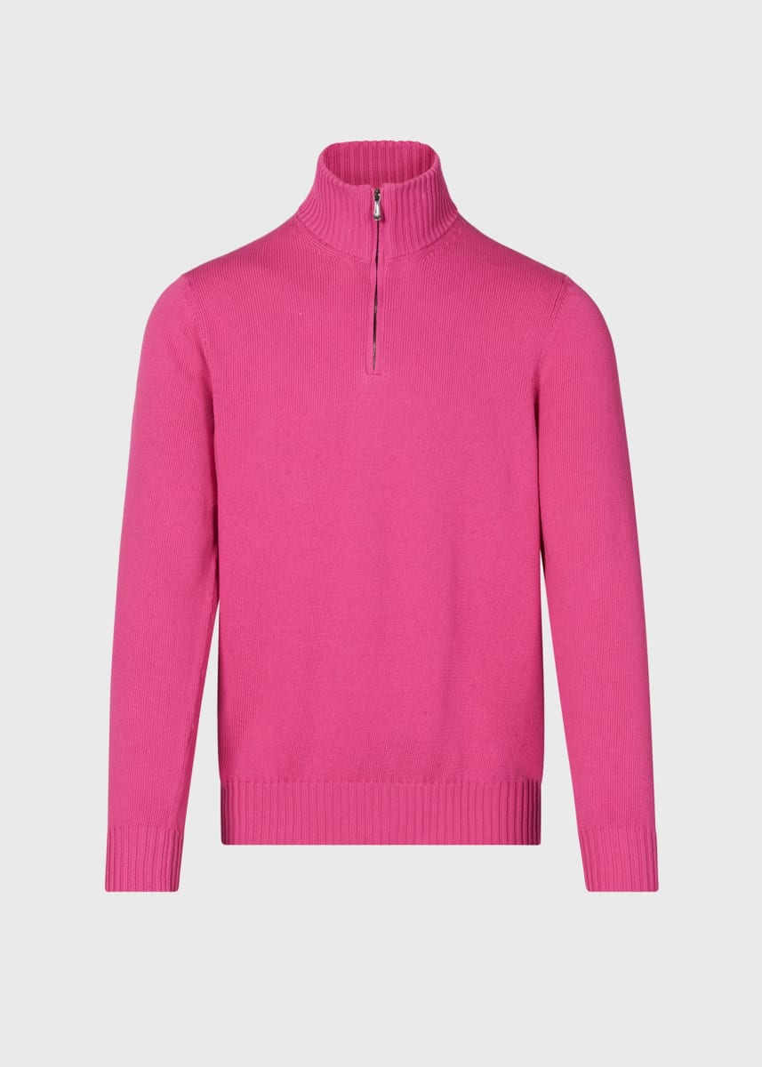 Quarter Zip Sweater - Bright Pink