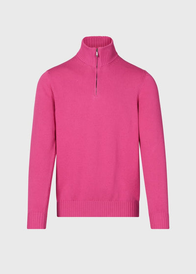 Quarter Zip Sweater - Bright Pink