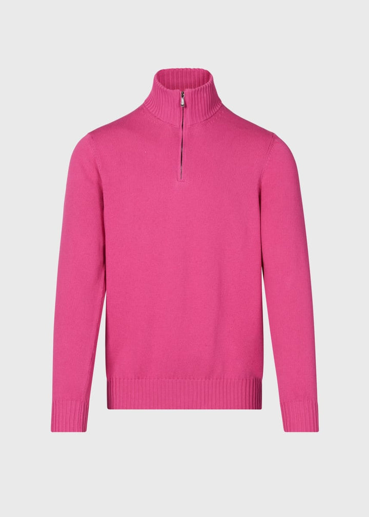 Quarter Zip Sweater - Bright Pink