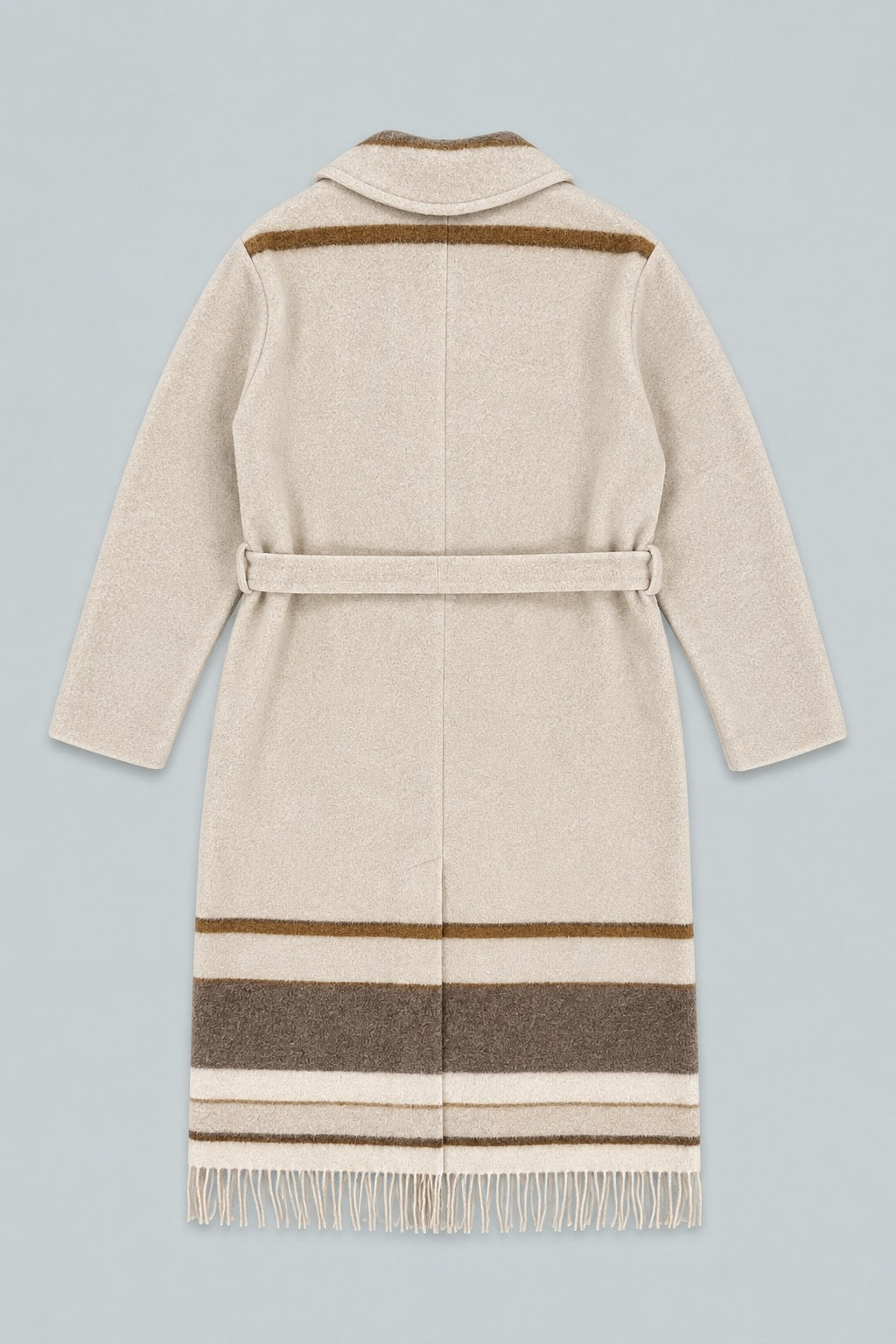 Fringe Robe Coat - Cream Multi
