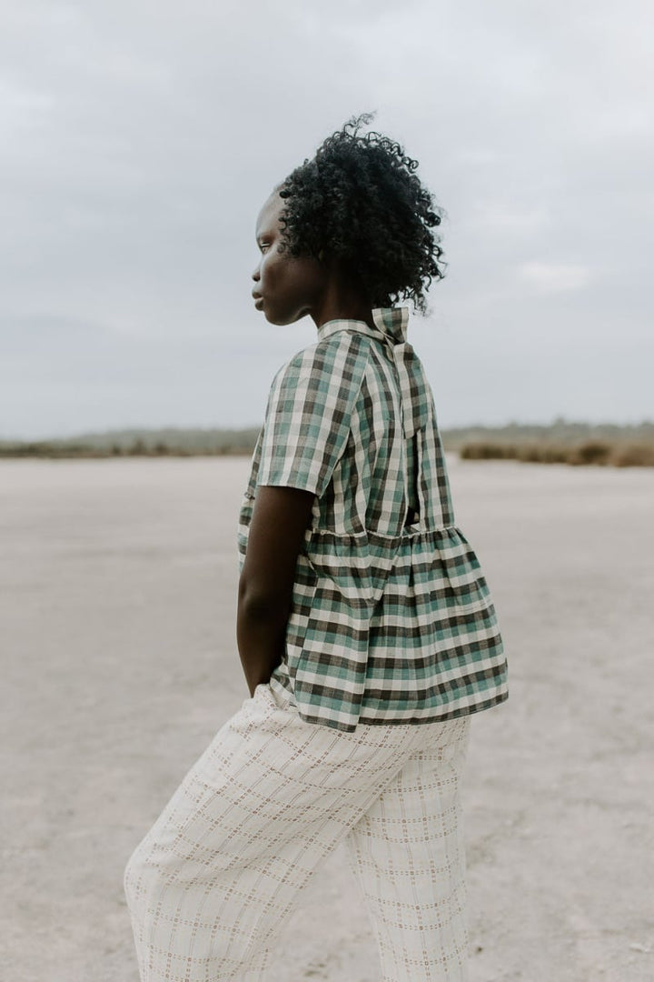 Tasmin Blouse - Pine Gingham