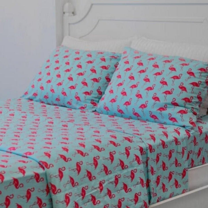 Quilted Blanket - Flamingo Aqua