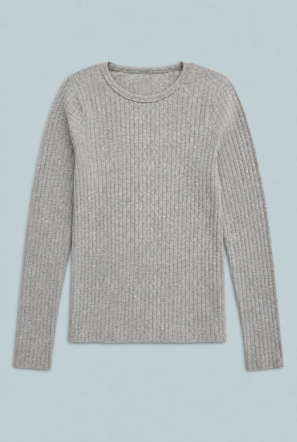 Ribbed Long Sleeve Tee - Heather Gray