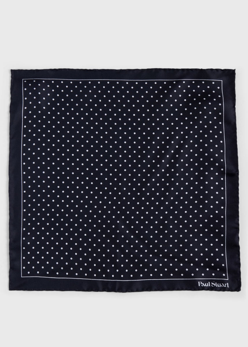 Printed Silk Dot Pocket Square - Black