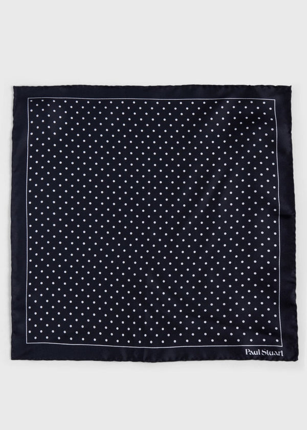 Printed Silk Dot Pocket Square - Black