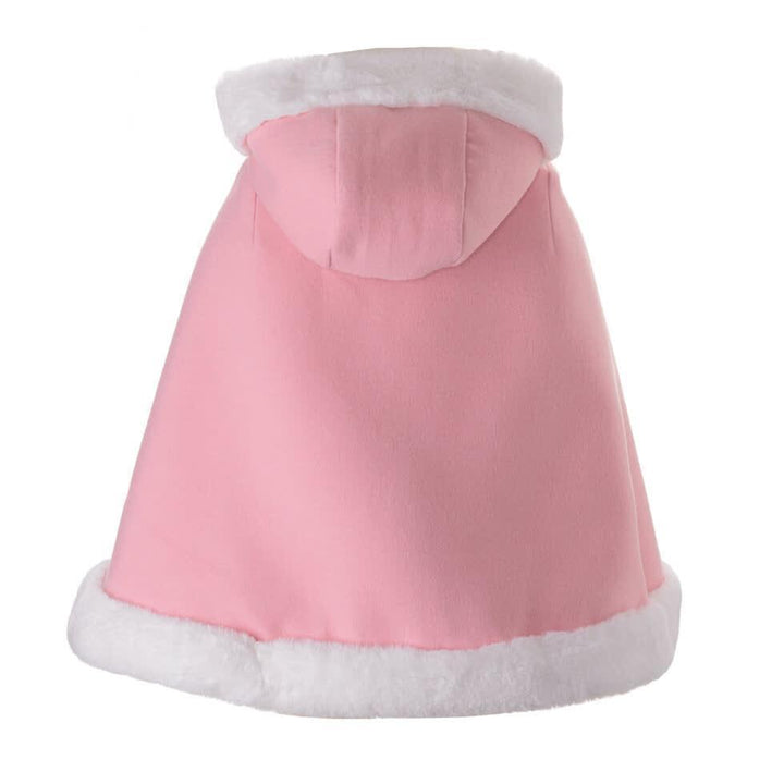 Faux Fur Trim Cape - Pink
