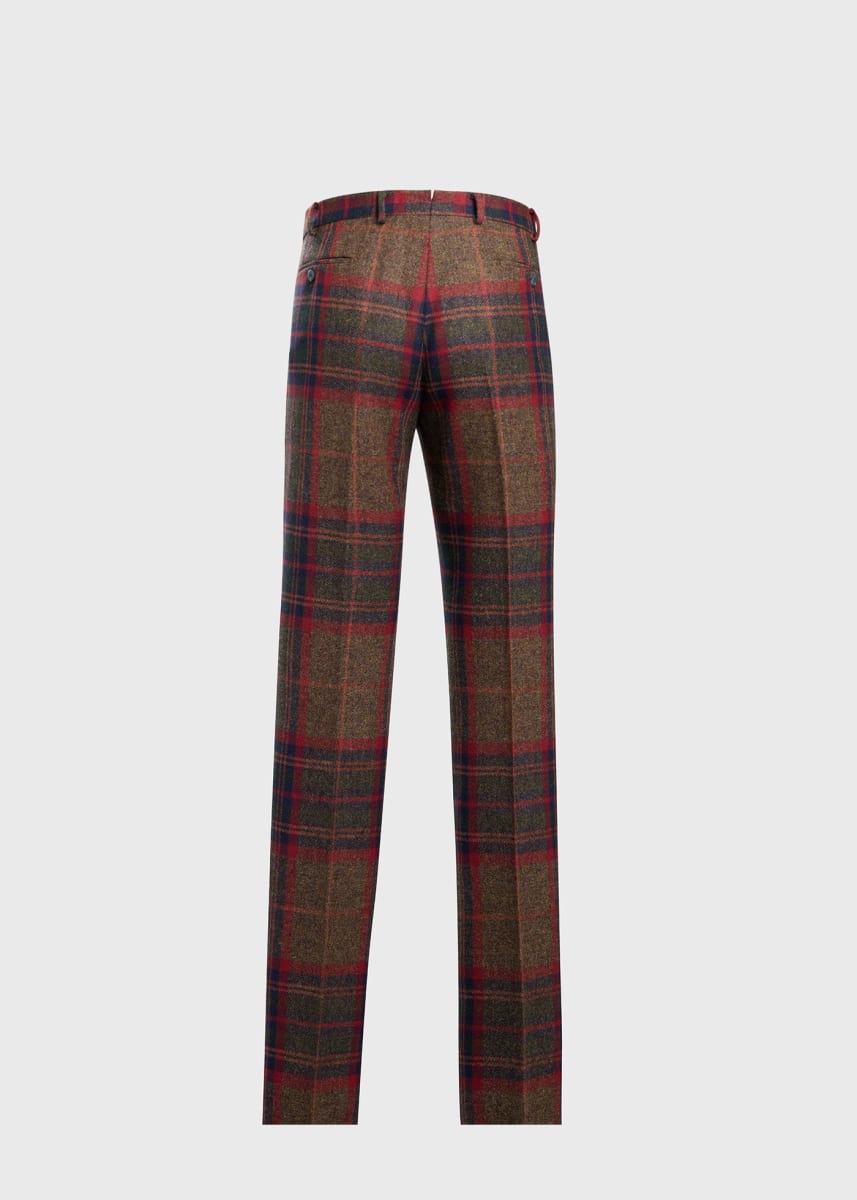 Shetland Wool Plaid Dress Trouser - Red/Green