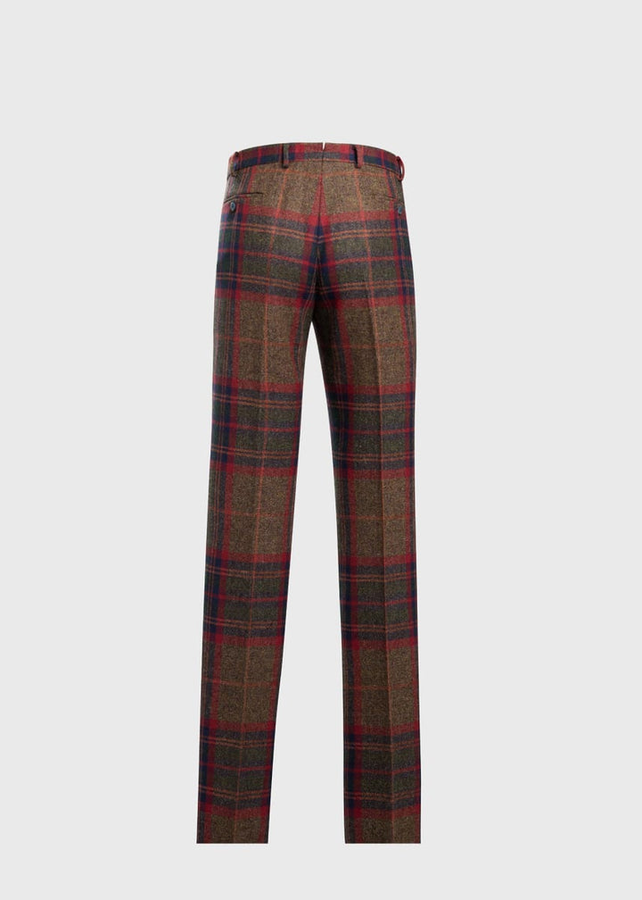 Shetland Wool Plaid Dress Trouser - Red/Green