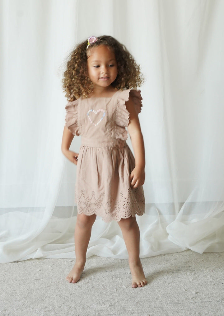 Corduroy Cotton Anglaise Dress - Wistful Mauve