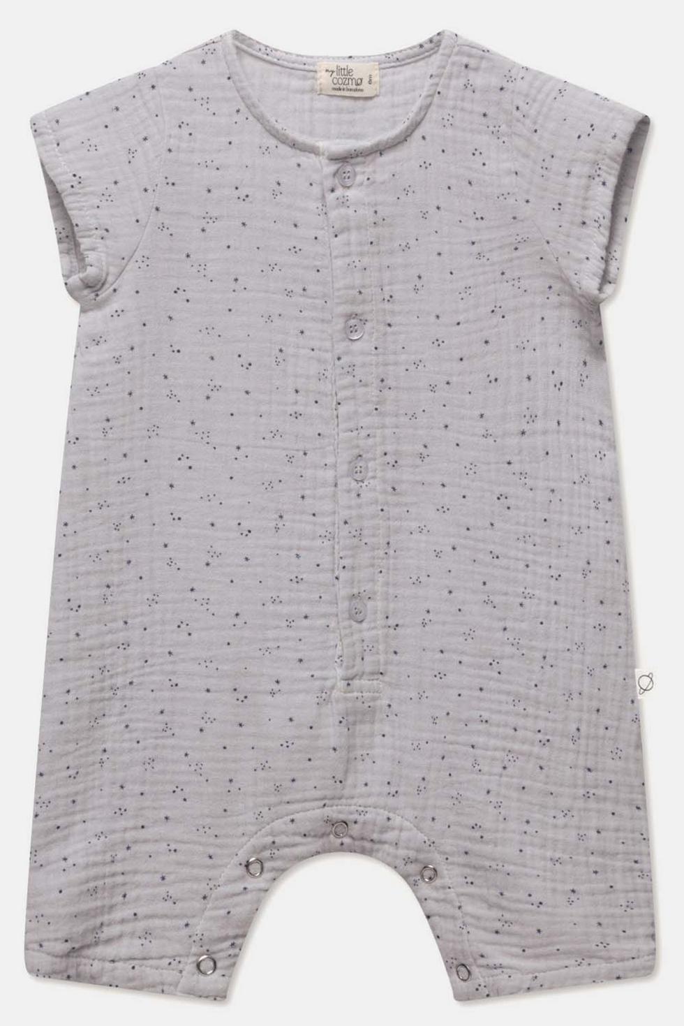 Gauze star-print baby jumpsuit - Soft grey