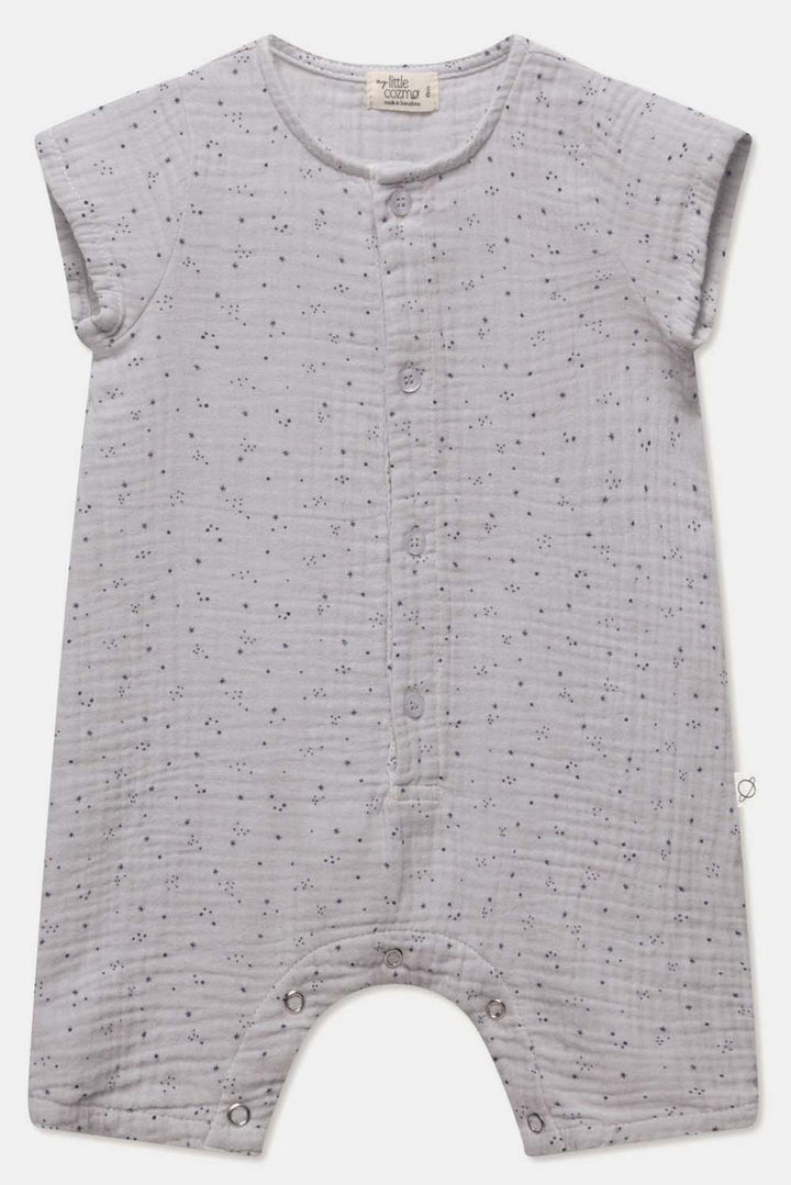 Gauze star-print baby jumpsuit - Soft grey