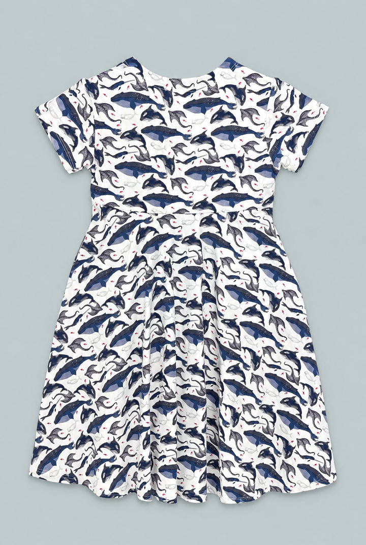 Deep Sea Creatures Whale Cap Sleeve Swirly Girl - A Whale Of A Tale