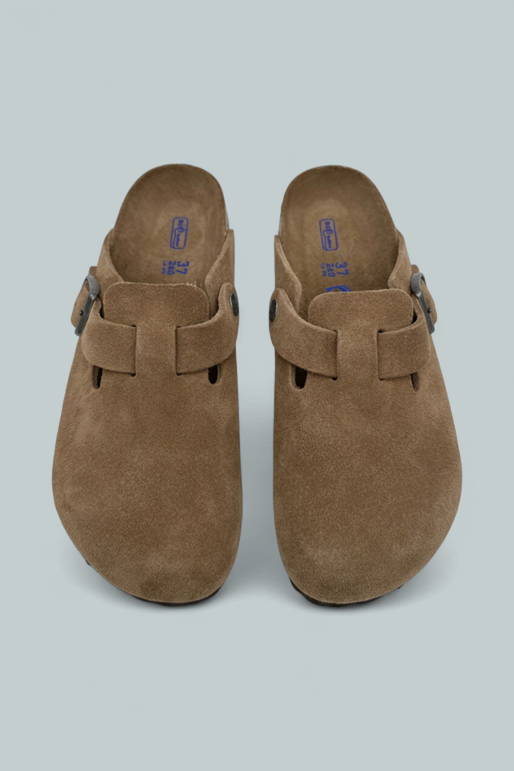 Boston Soft Footbed Suede Leather Clogs - Dark Tea Tonal