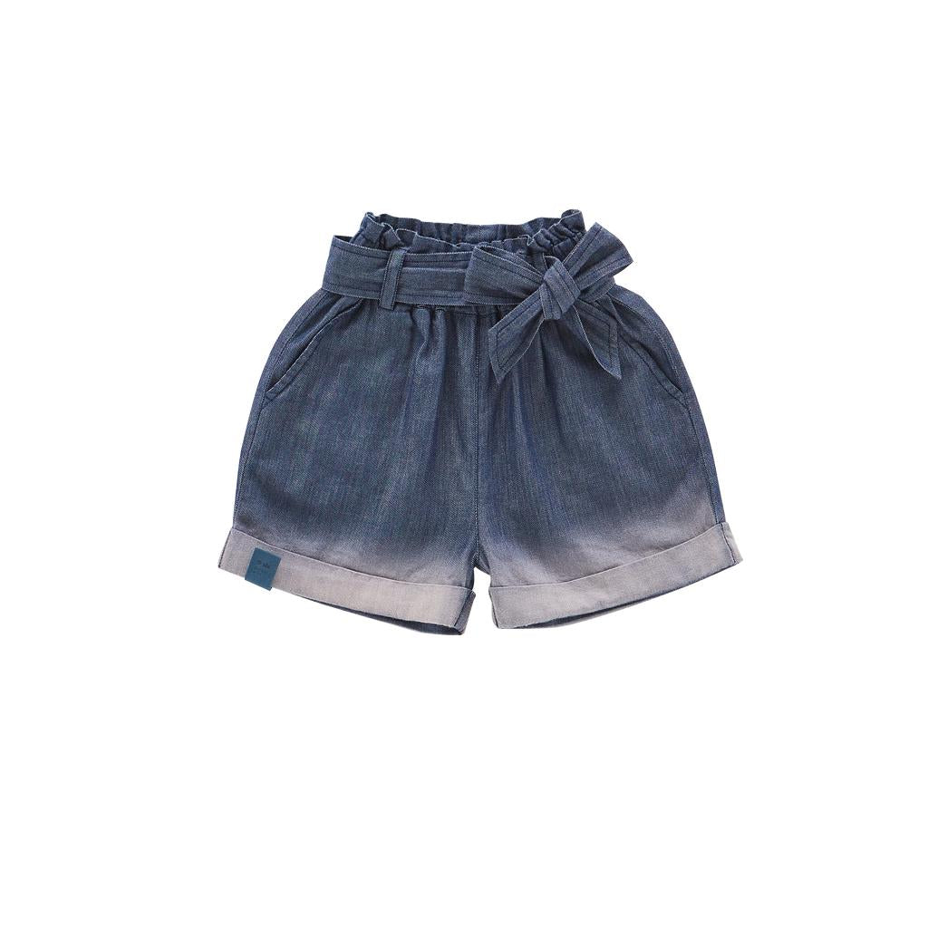 Girls Denim Shorts With Belt - Indigo