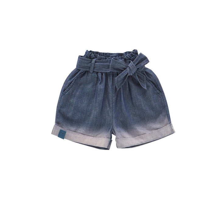 Girls Denim Shorts With Belt - Indigo