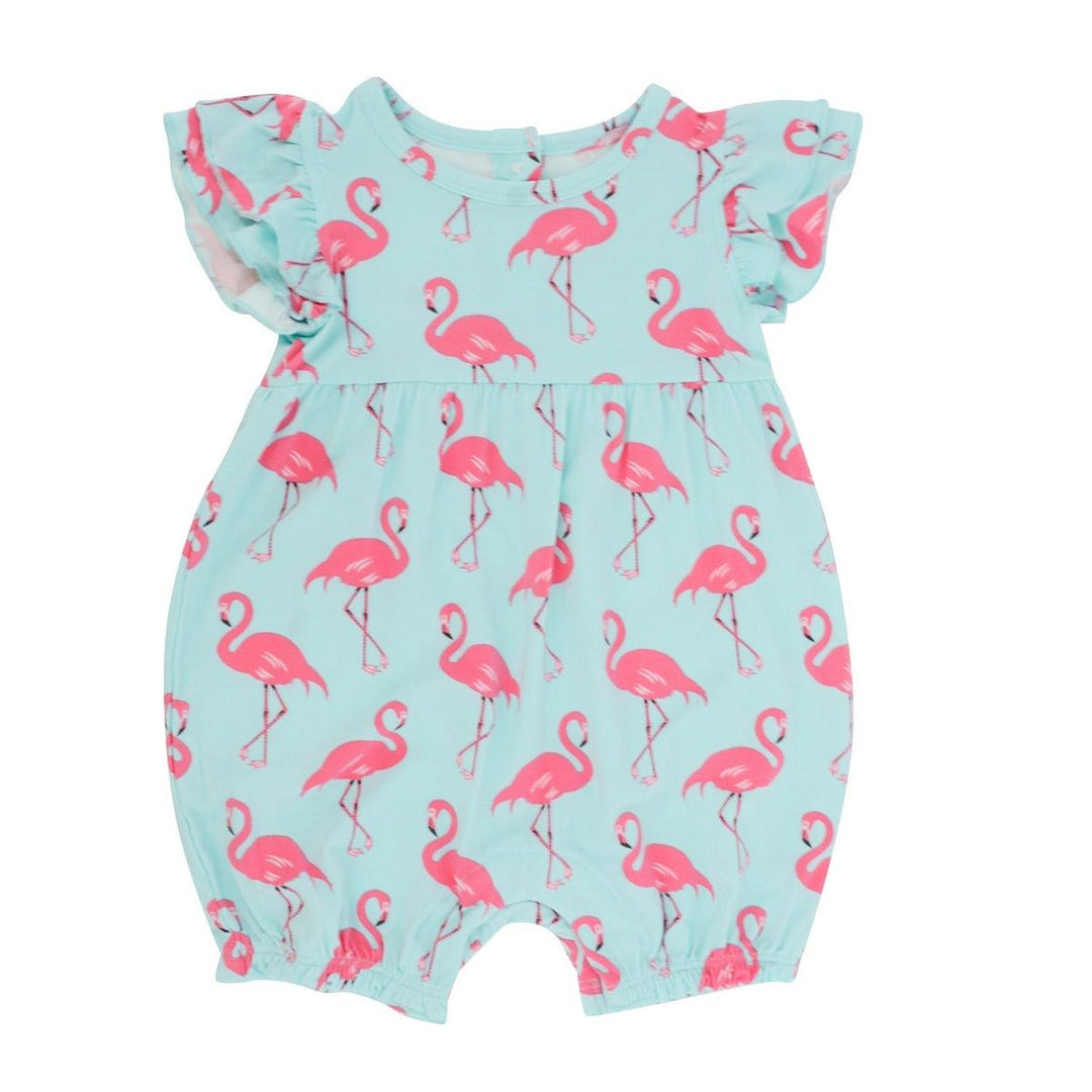 Ruffle Romper - Flamingo Aqua