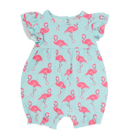 Ruffle Romper - Flamingo Aqua