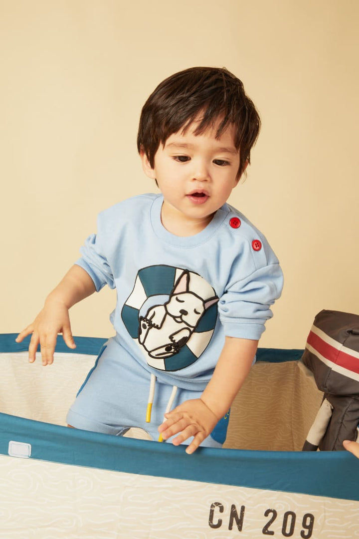 Frenchie Baby Sweatshirt - Placid Blue