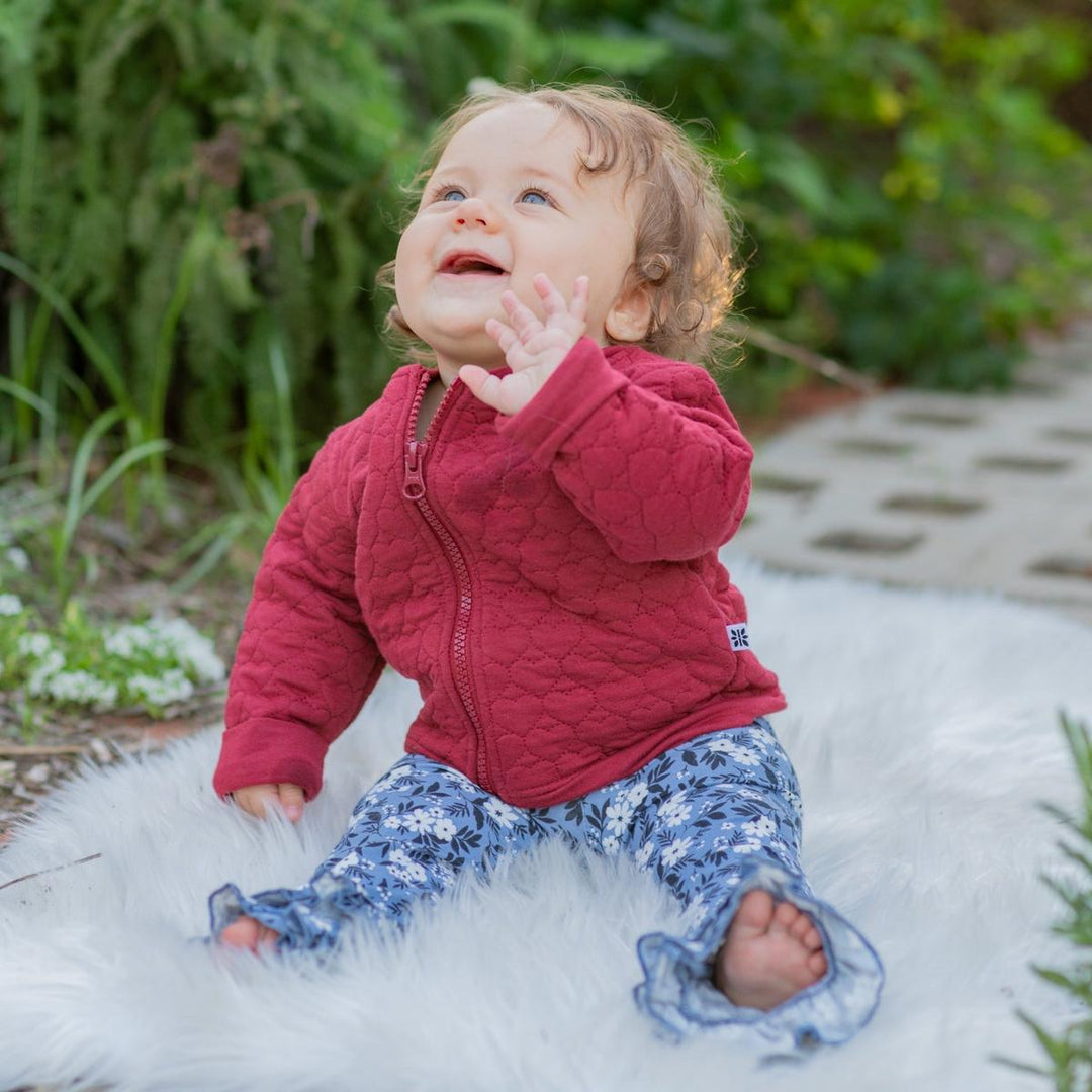 French Terry Hearts Jacket - Rhubarb Red