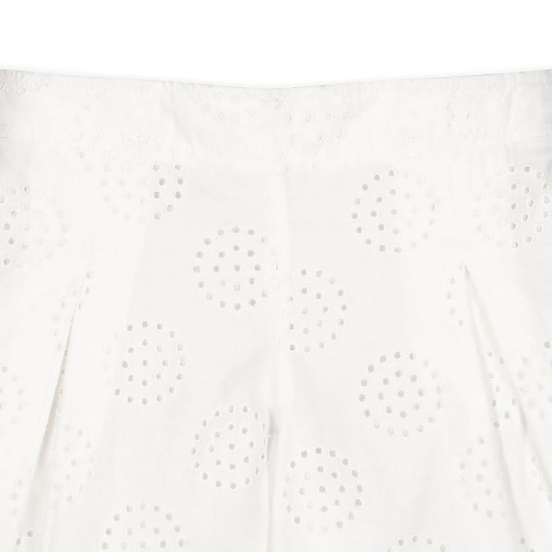 Pleated Pull-On Short - White Circle Eyelet