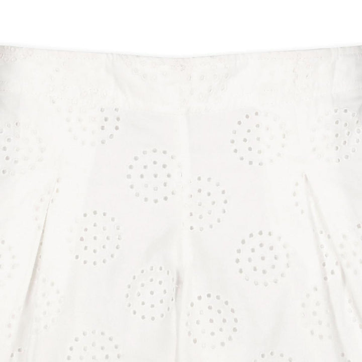Pleated Pull-On Short - White Circle Eyelet